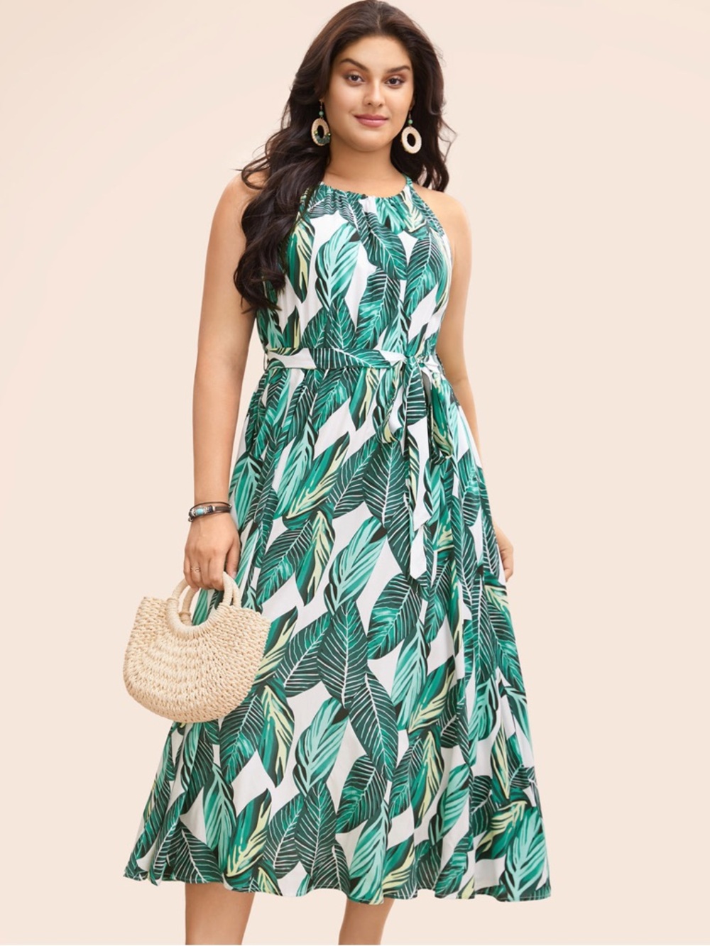BloomChic Teal & Navy Leaf Print Maxi Dress NWT 12